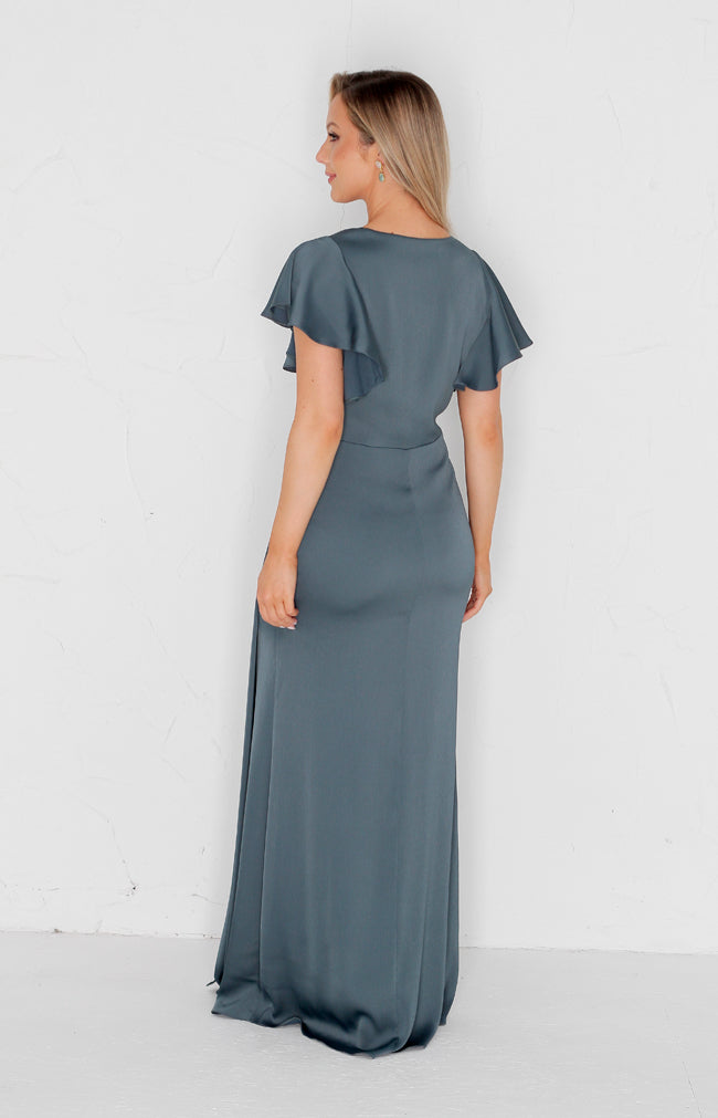 Marley Satin Gown  - Petrol