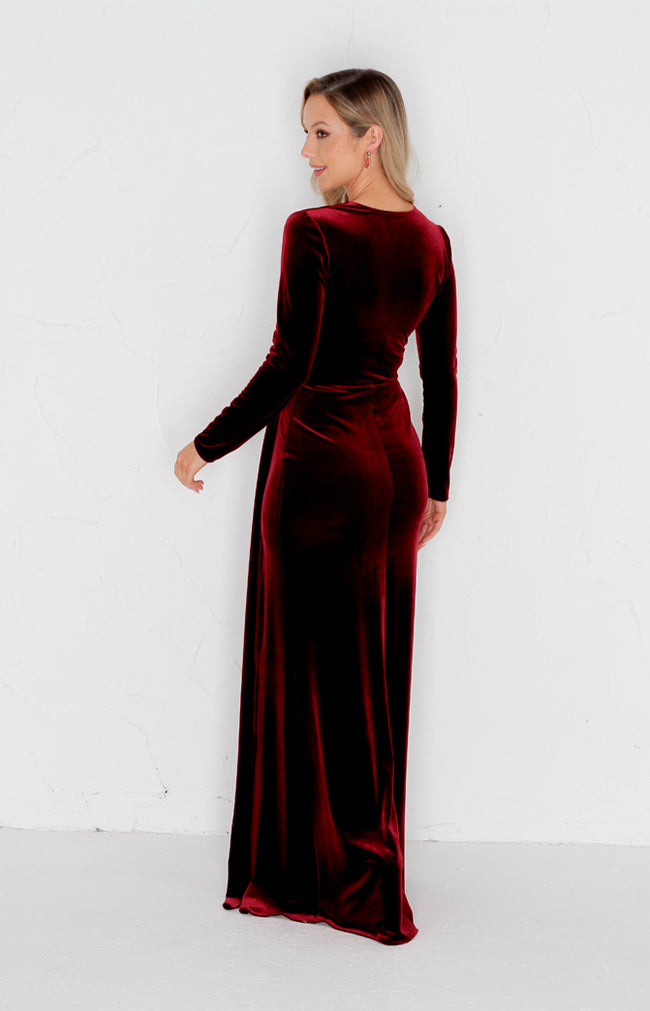 Anya Velvet Gown - Burgundy