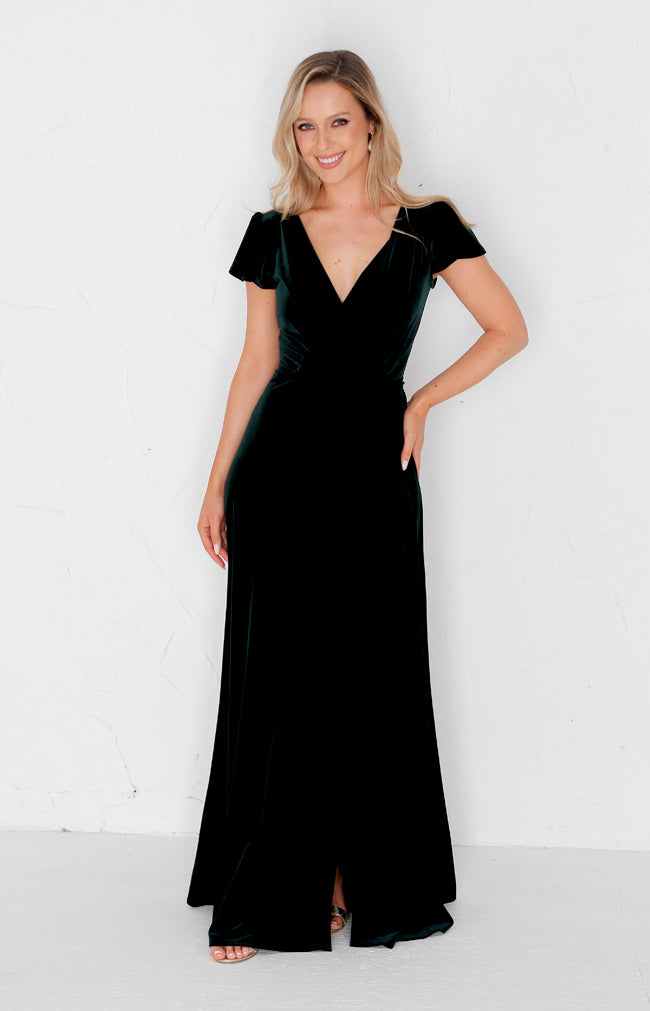 Tallie Velvet Gown - Forest Green