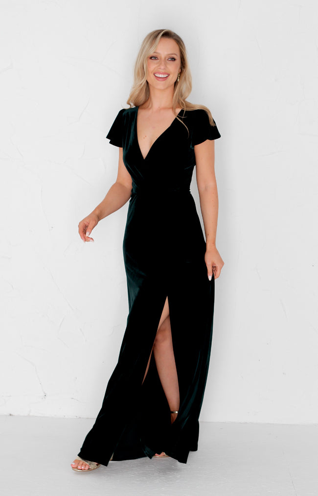 Tallie Velvet Gown - Forest Green