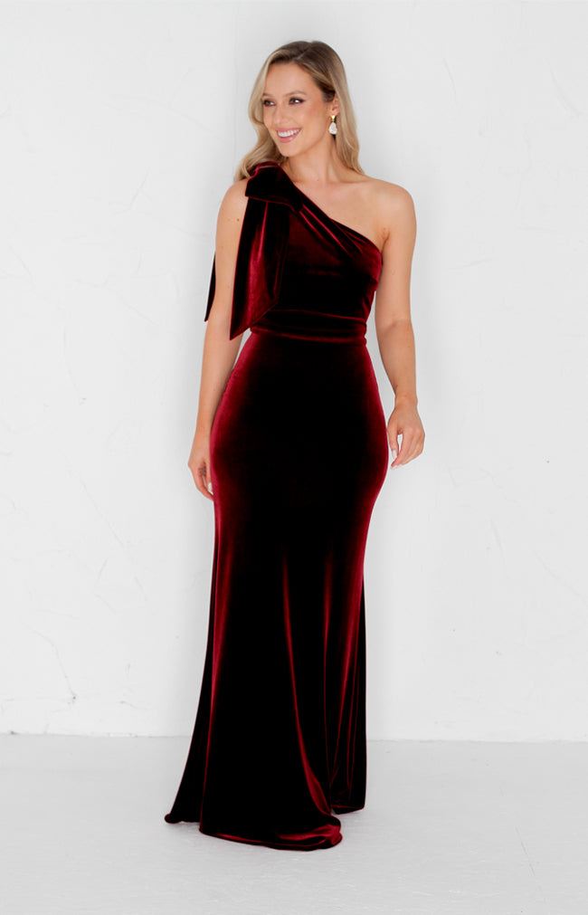 Fleur Velvet Gown  - Burgundy