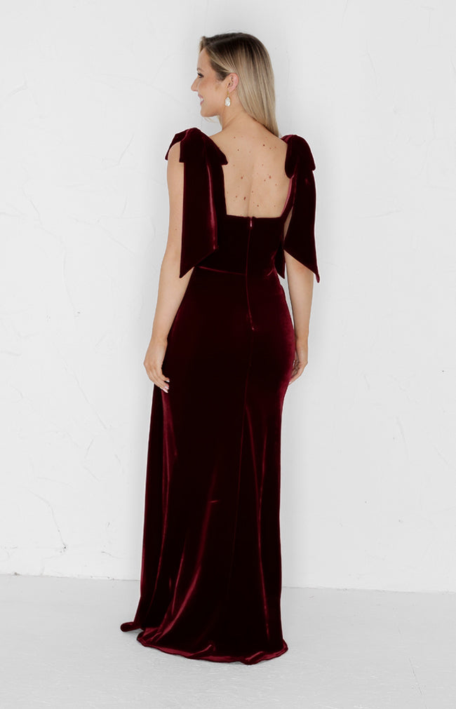 Renae Velvet Gown - Burgundy