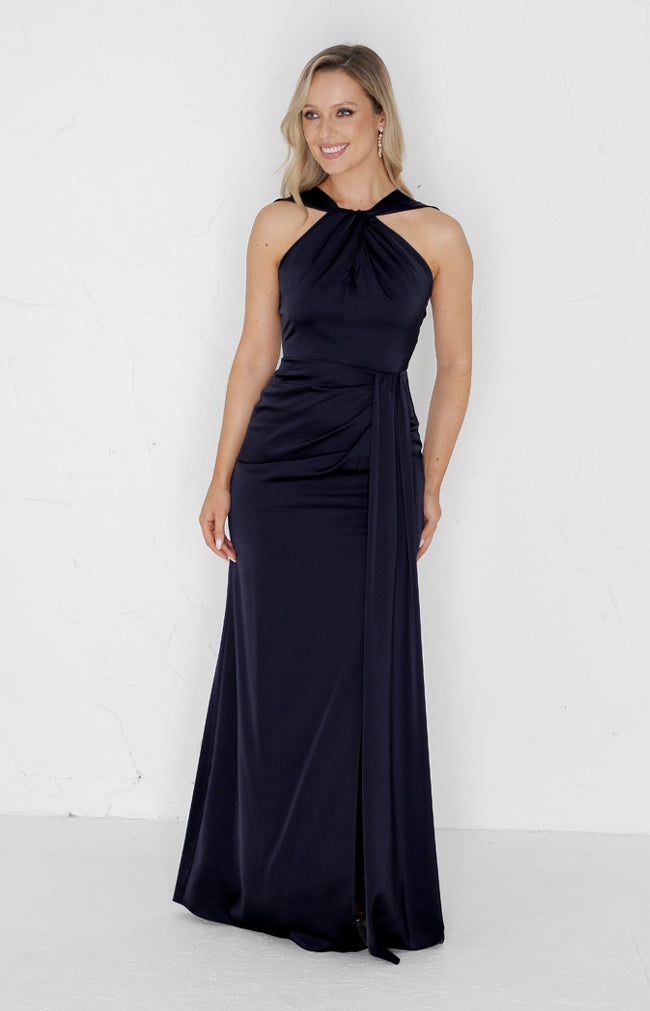 Caprice Satin Gown - Midnight