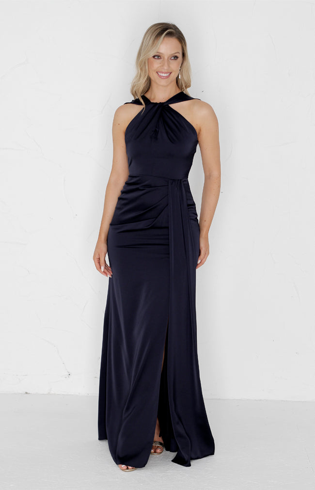 Caprice Satin Gown - Midnight