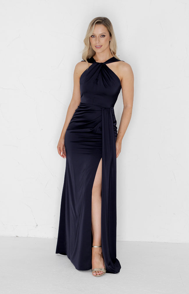 Caprice Satin Gown - Midnight