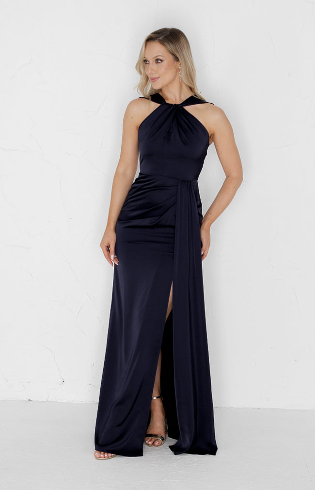 Caprice Satin Gown - Midnight