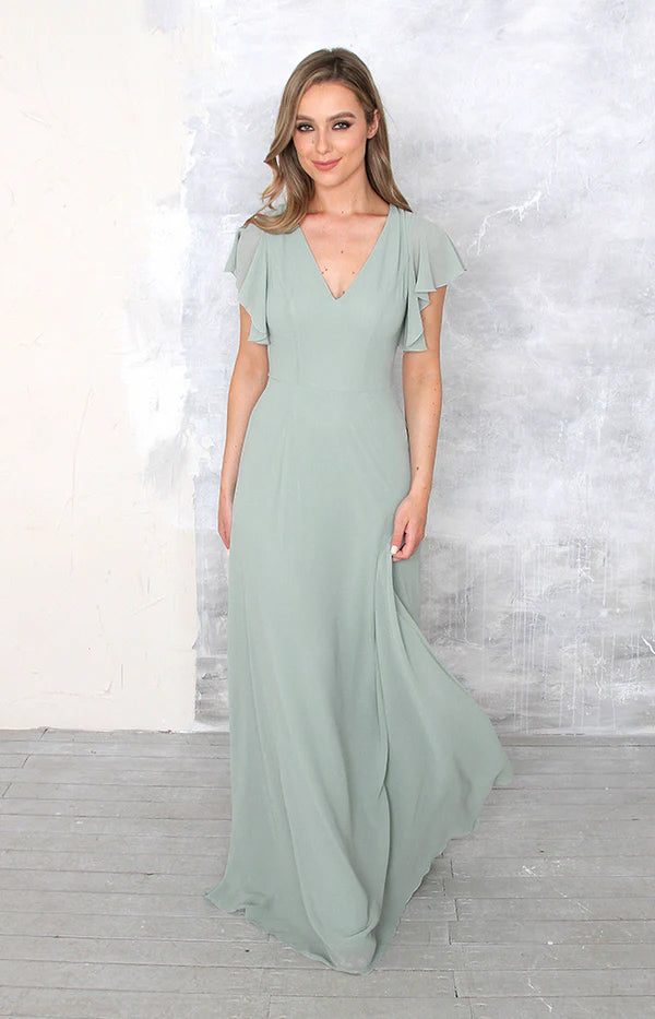 Maye Gown -Sage| Light Green Dress by Folkster