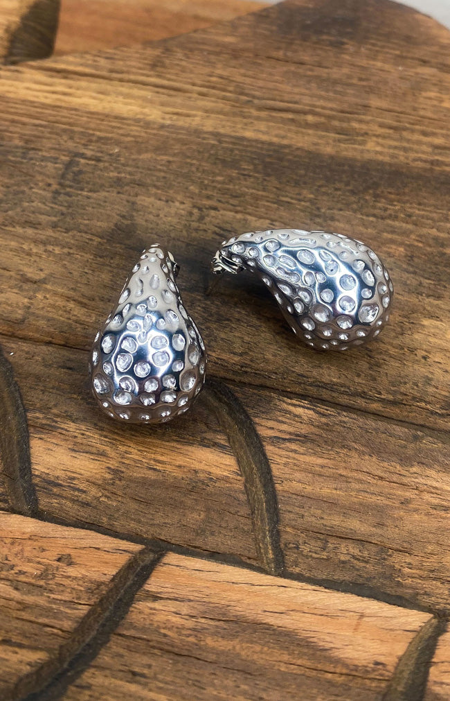 Drop-Shaped Earrings - Silver Plated