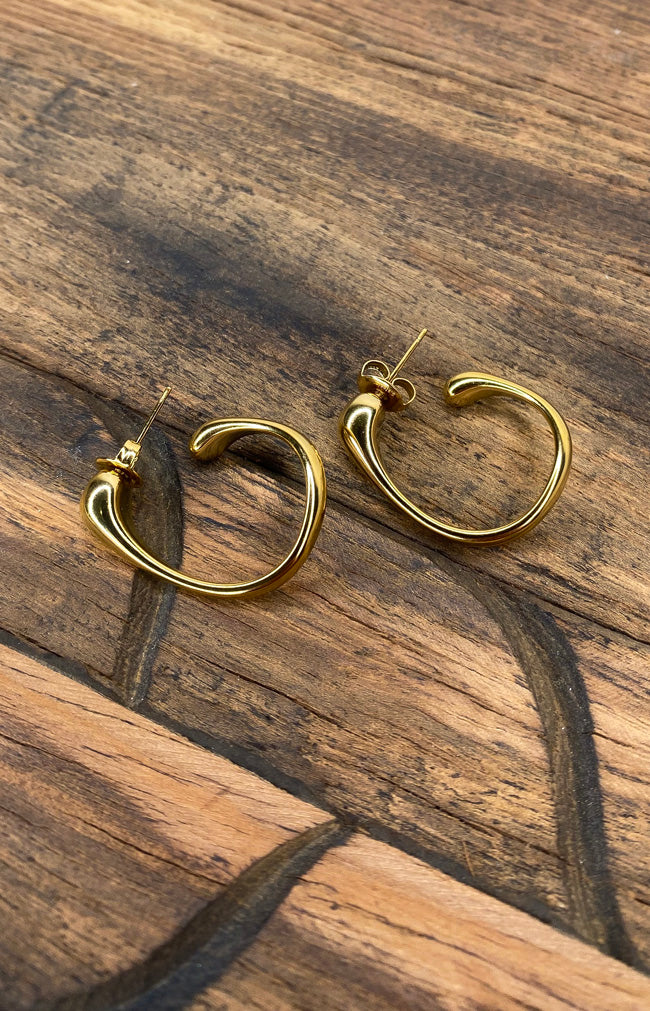 Irisa Open Hoop Earrings - Gold Plated