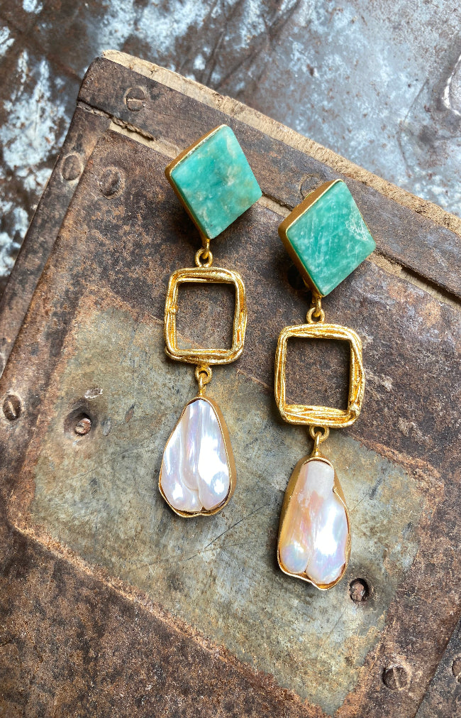 Attina Water Green Amazonite Earrings