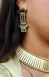 Yasmin Earrings - Gold/Olive