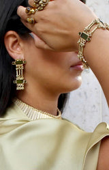 Yasmin Earrings - Gold/Olive