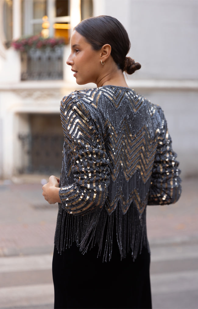 Stevie Hand Beaded Jacket  - Limited Edition Charcoal