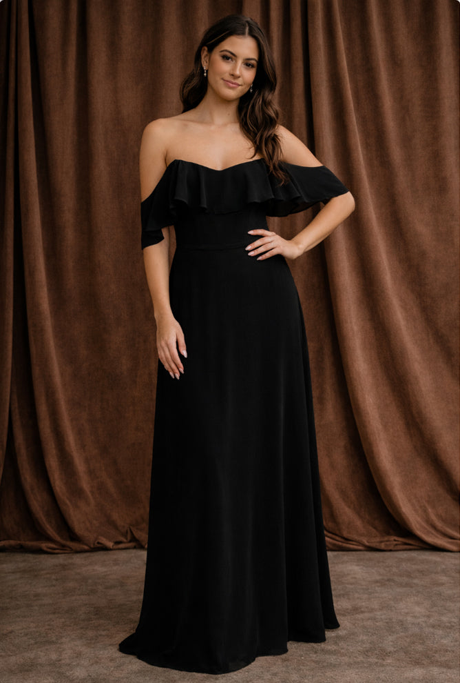 Freya Chiffon Gown  - Black