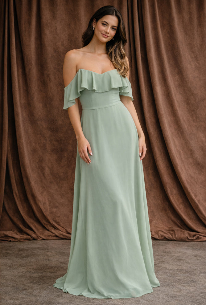 Freya Chiffon Gown  - Sage