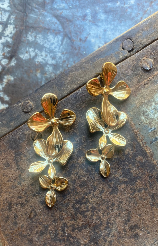 Gardenia Earrings - Gold Plated