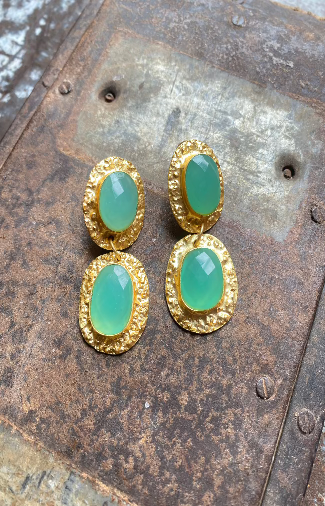 Elenis Earrings - Aqua Green