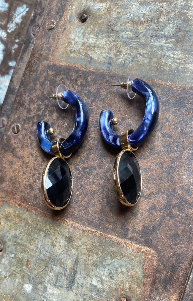 Ava Earrings  - Blue/Gold