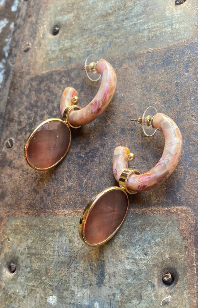 Ava Earrings  - Blush - Gold