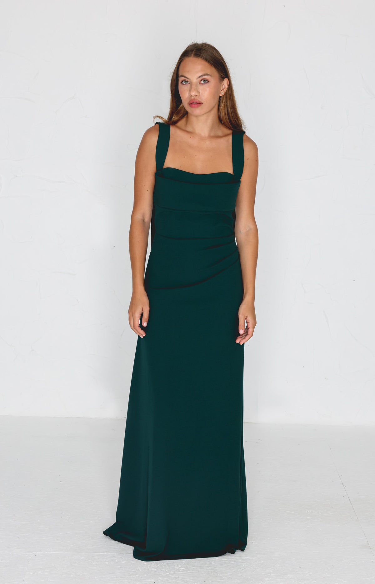 Millie Crepe Gown - Dark Emerald Green AS