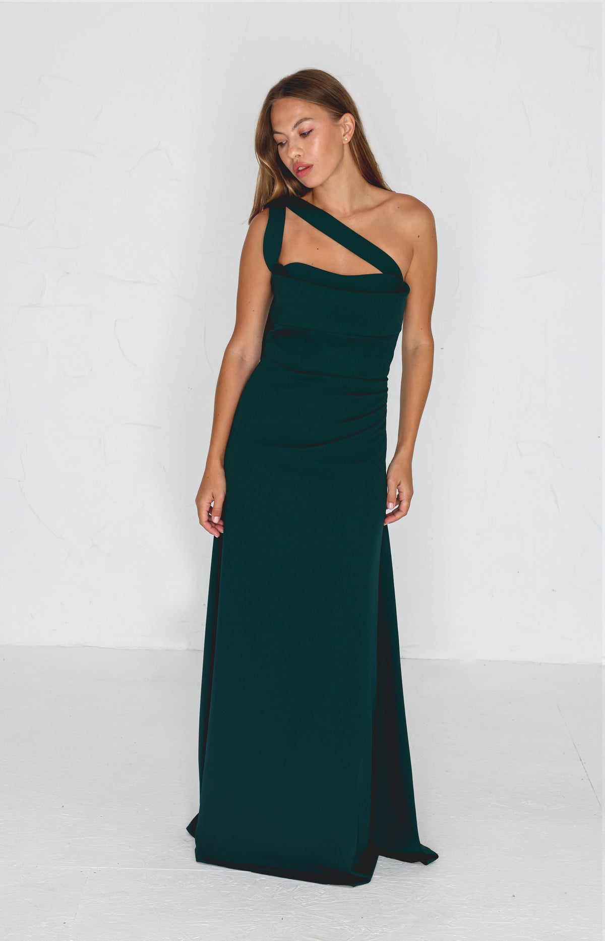 Millie Crepe Gown - Dark Emerald Green AS