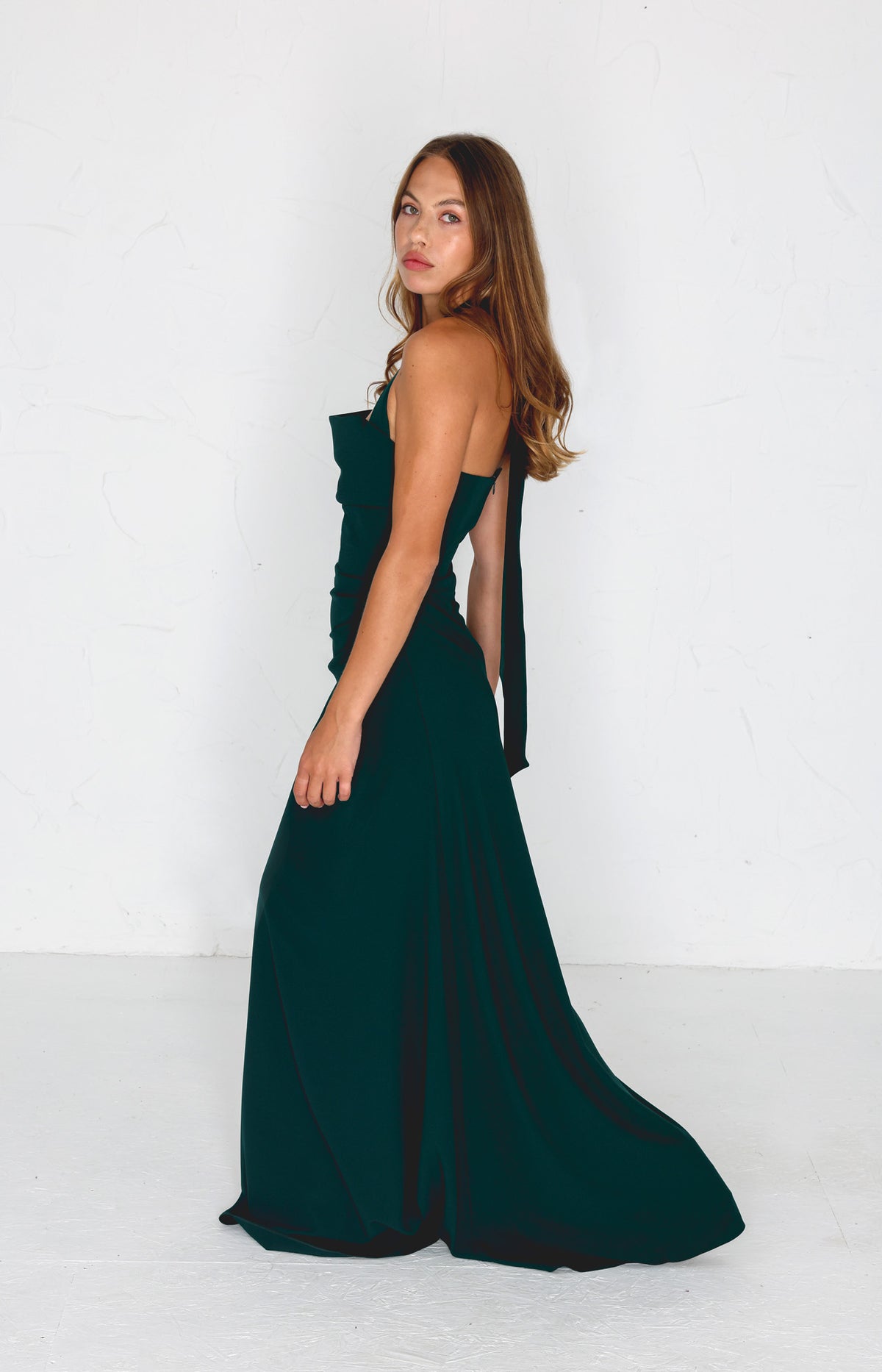 Millie Crepe Gown - Dark Emerald Green AS