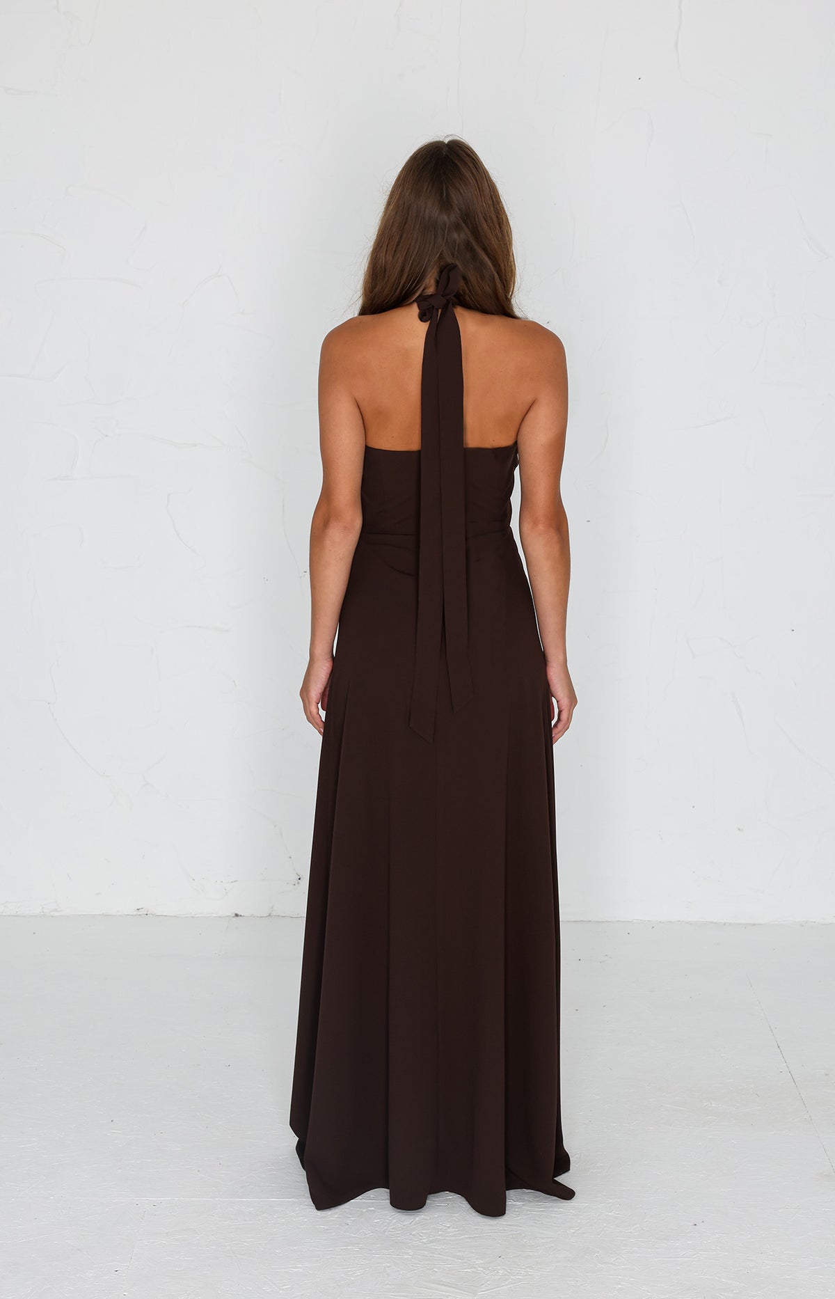 Millie Crepe Gown - Chocolate Brown AS