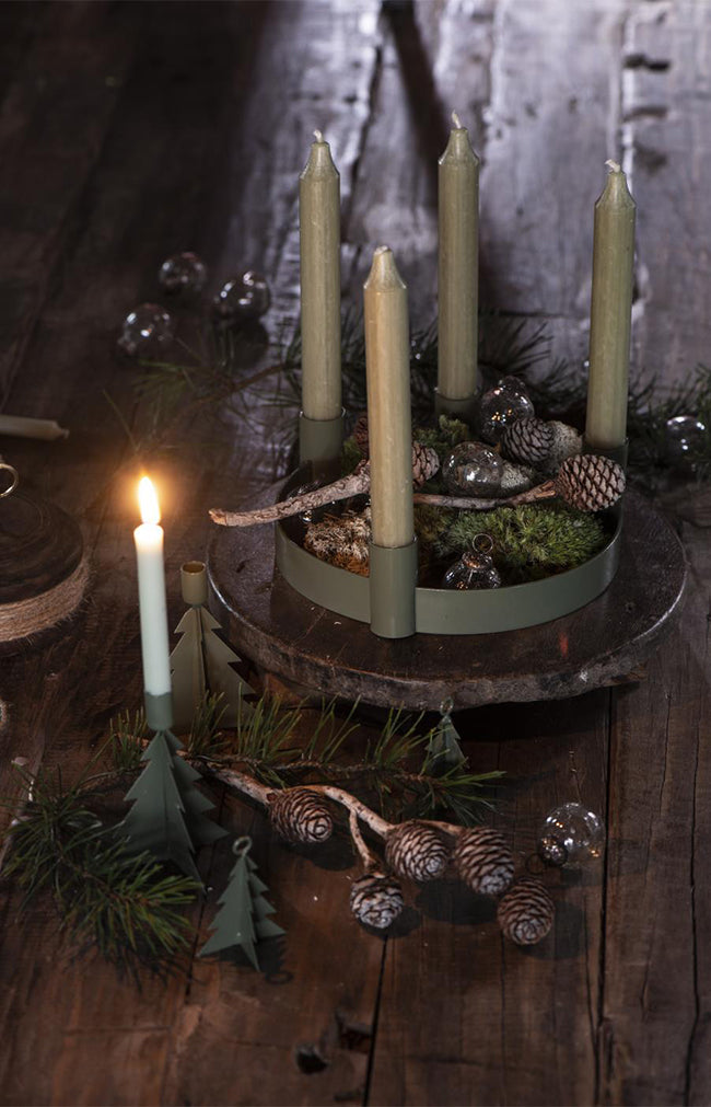 Advent candle holder dusty green