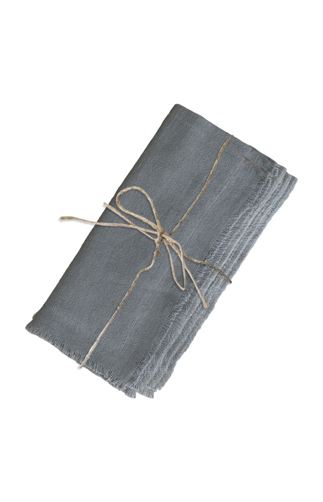 Cloth Napkin w/frayed edge set of 4 - french grey