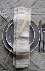 Cloth Napkin w/frayed edge set of 4 - linen