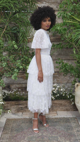 Madeline Hand Embellished Midi Dress - Ivory