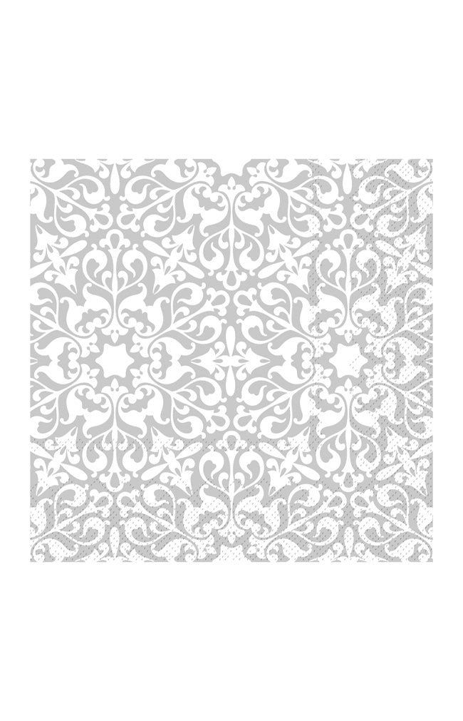 Napkin w/Flower pattern - french grey