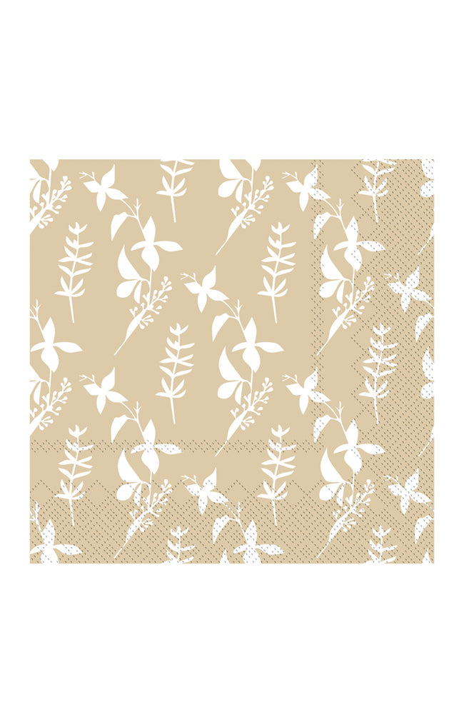 Napkin w/flowers & leaves - honey