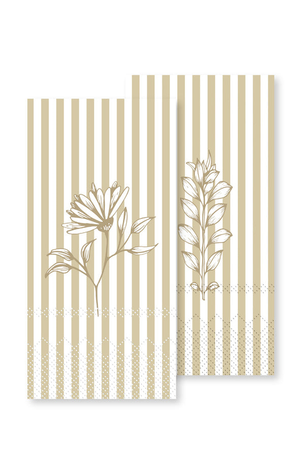 Napkin w/stripes & flowers - honey