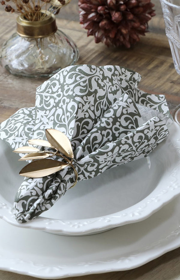 Napkin w/ Pattern - Olive