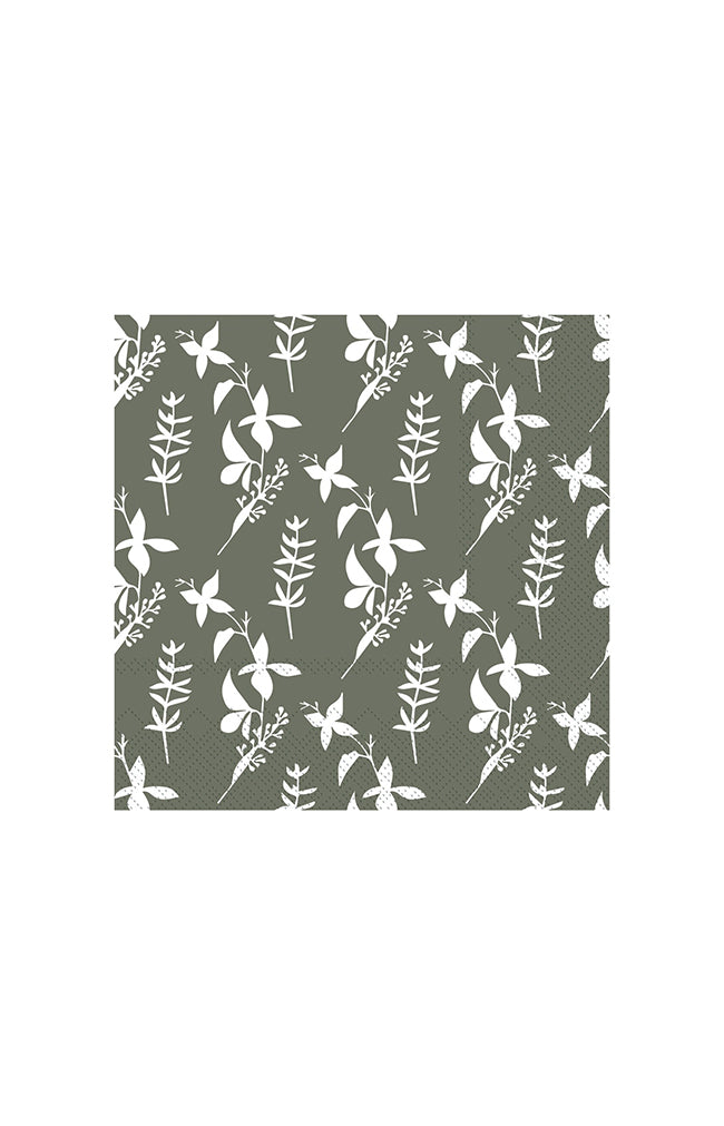 Napkin w/ Flowers - Moss Green