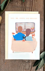 You, Me, Pizza and Movies - Greeting Card