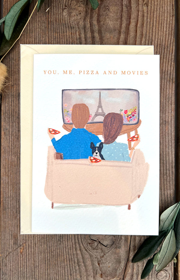 You, Me, Pizza and Movies - Greeting Card