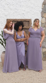 Fabia High Back Satin Gown - Lavender