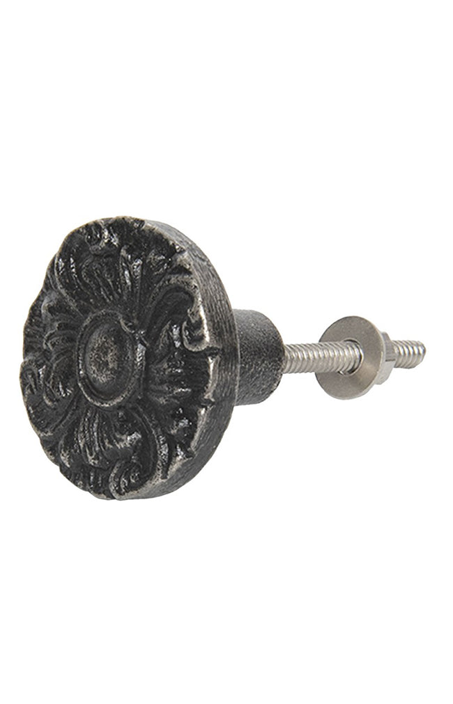 Round Iron Flower Doorknob - D4cm