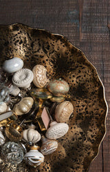 Round Cream Ceramic Flower Doorknob - D4cm