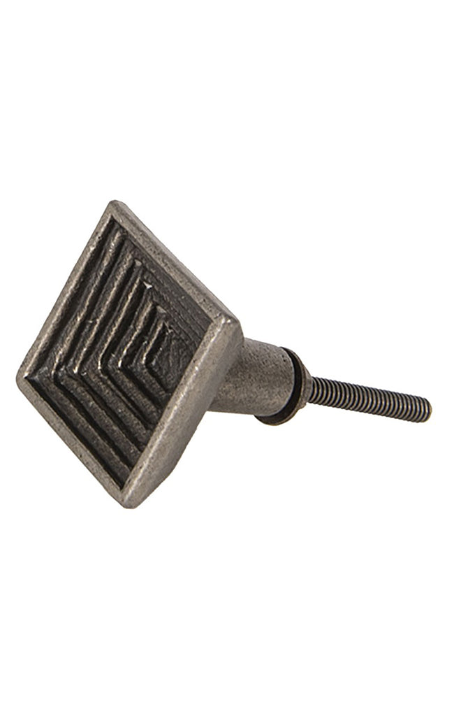Metal Square Pattern Doorknob - 3x3x4cm - Grey