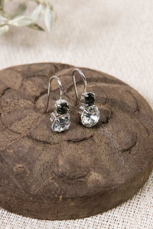 Panola Earrings - Pewter/Crystal