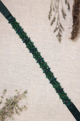 Virginia Beaded Belt - Forest Green