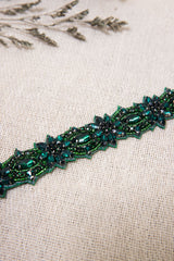 Virginia Beaded Belt - Forest Green