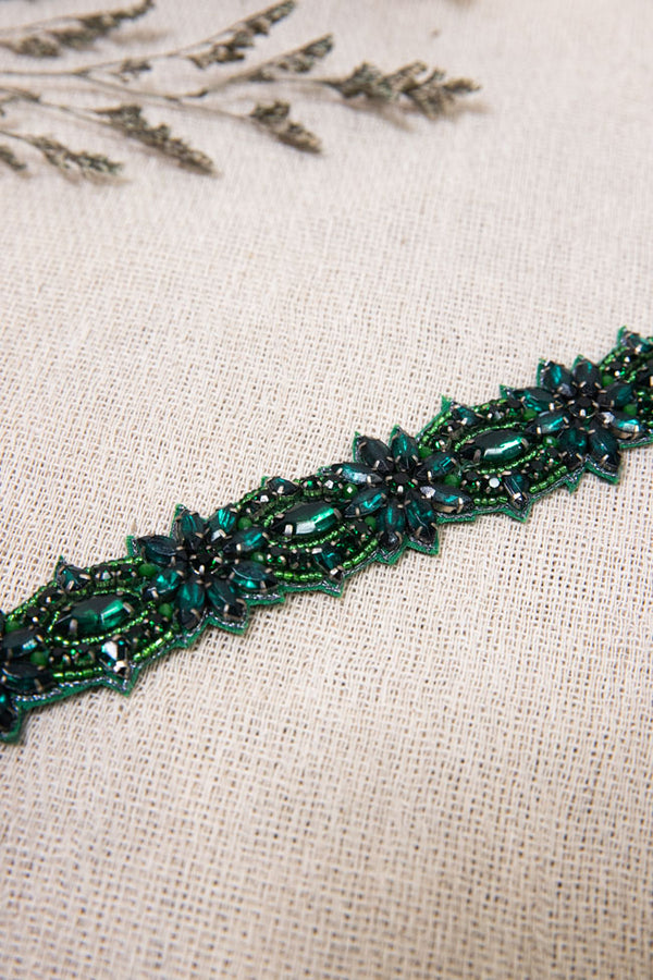 Virginia Beaded Belt - Forest Green