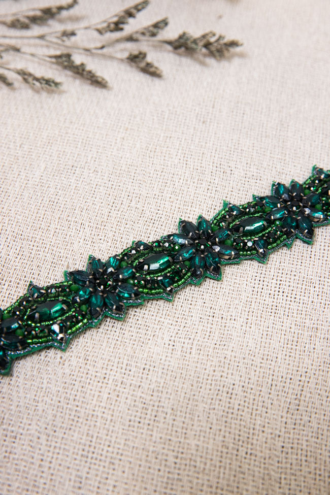 Virginia Beaded Belt - Forest Green
