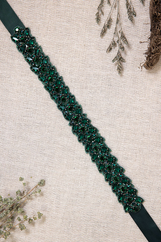 Clynton Beaded Belt - Forest Green