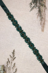 Flora Beaded Belt - Forest Green
