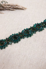 Flora Beaded Belt - Forest Green
